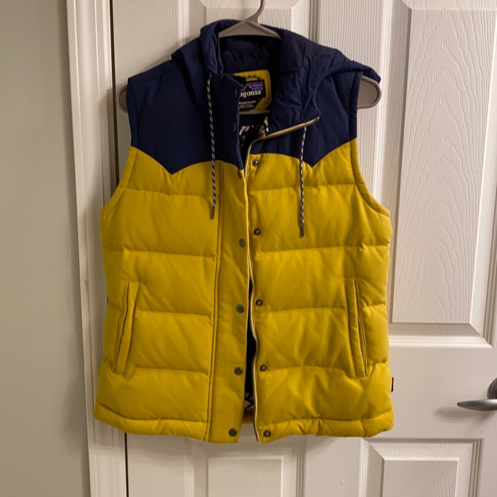 Patagonia Down Bivy Vest Yellow and Blue
